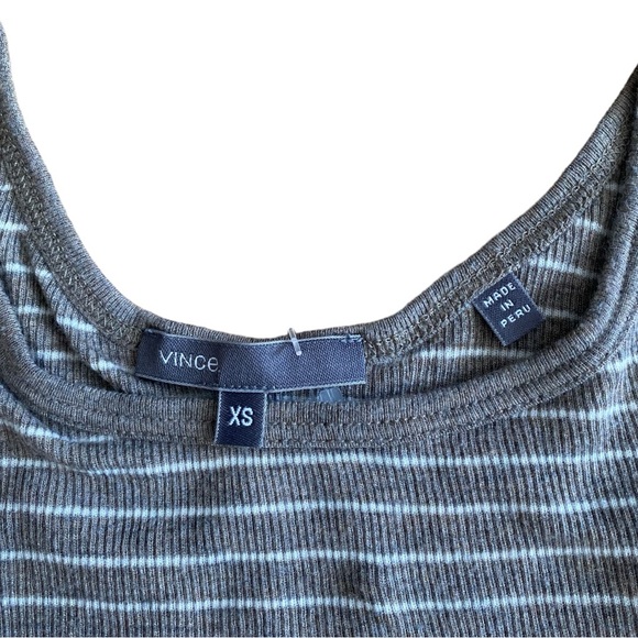 Vince Ribbed Knit Striped Tank Top - Picture 2 of 4